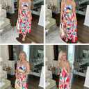 AlvaQ Women's 2025 Summer Sleeveless Floral Print Maxi Dress Strap Square Neck Beach Sun Dress (L)