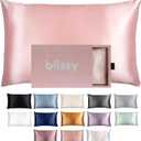 Blissy Silk Pillowcase - 100% Pure Mulberry Silk - 22 Momme 6A High-Grade Fibers - Silk Pillow Cover for Hair & Skin - Regular, Queen & King (Pink, Queen)