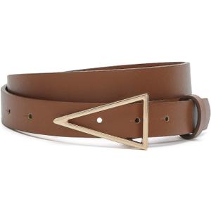 HOTWILL Women Belts for Jeans Dress Skinny Waist Belt with Gold Triangle Buckle 0.90" Width Thin Belts for Ladies Brown Medium