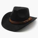 Unisex Western Suede Cowboy Cowgirl Hat Classic Wide Brim Fedora Hat for Men &Women