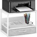 MARTY Printer Stand with Storage Drawer for Desk, 2-Tier Desktop Printer Stand Shelf Organzier for Home Office Printer Riser Under Desk Small Printer Table for Fax Machine Copier Scanner (White)