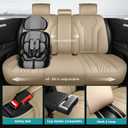 Leather Car Seat Covers Full Set, Breathable Faux Leather Seat Covers for Cars SUV Sedan Waterproof Beige