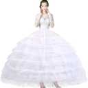 dgdgcool Petticoat 6 Hoop Skirt Tulle Crinoline Underskirt for Wedding Dress Floor Length Ball Gown Plus Size White