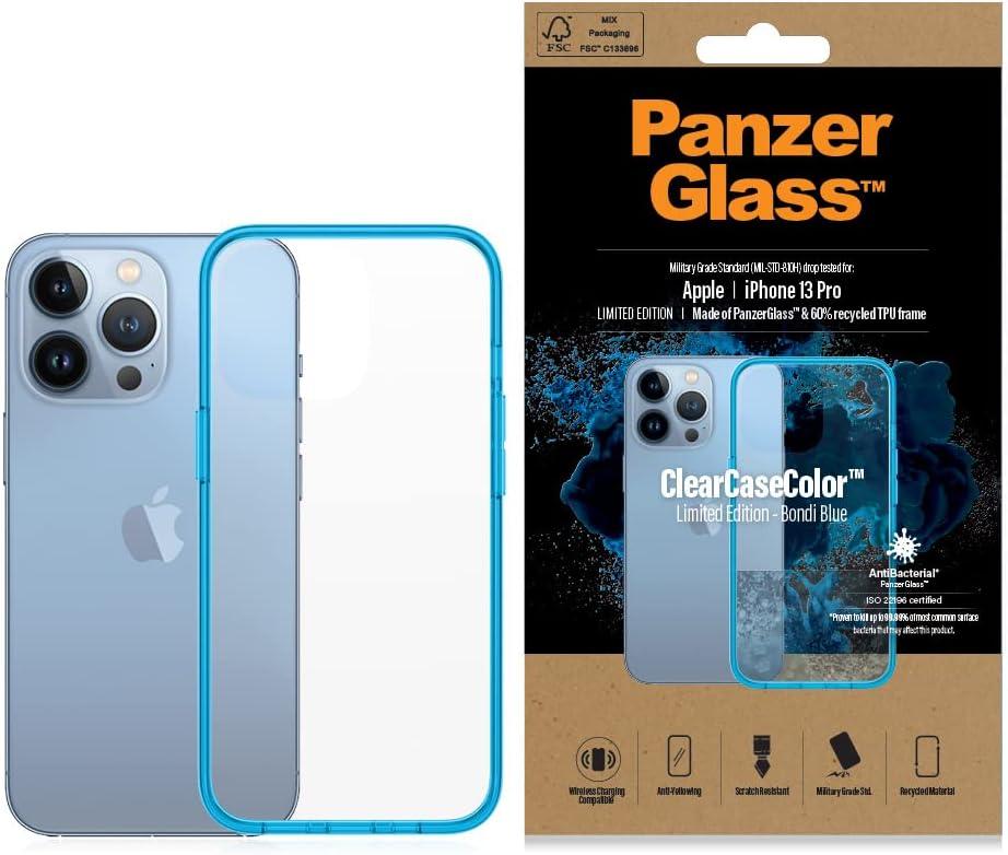 Panzer Glass ClearCaseColor Shockproof Case Compatible for iPhone 13 Pro - Bondi Blue Limited Edition, Real Military Protection Hardcase Cell Phone Case for iPhone 13 Pro Case