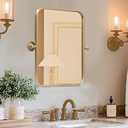 SeekElegant Gold 20" X 24" Pivot Mirror for Bathroom, Metal Frame Rounded Rectangle Mirror, Tilting Vanity Mirror for Wall Mounted, Hangs Vertical Only, Overall 24.49 x 24 Inches