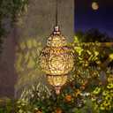 Solar Lanterns,Outdoor Garden Decor Solar Lantern Metal Moroccan Chandelier Gardening Decorative,Outside Hanging Lights Christmas Decorations for Gazebo Patio Yard Tree Ornaments Mothers Day Gifts