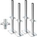4 Pack 17" Hollow Heavy-Duty Adjustable Scaffold Leveling Jack with Base Plate, Galvanized Steel Screw Jack Baker Style Scaffolding for Construction, Bridges & Uneven Ground