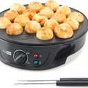 Takoyaki Maker Pan with Temperature Control, Tools and Recipes, Make 18 Japanese Octopus Balls at once, Easy to Use and Store