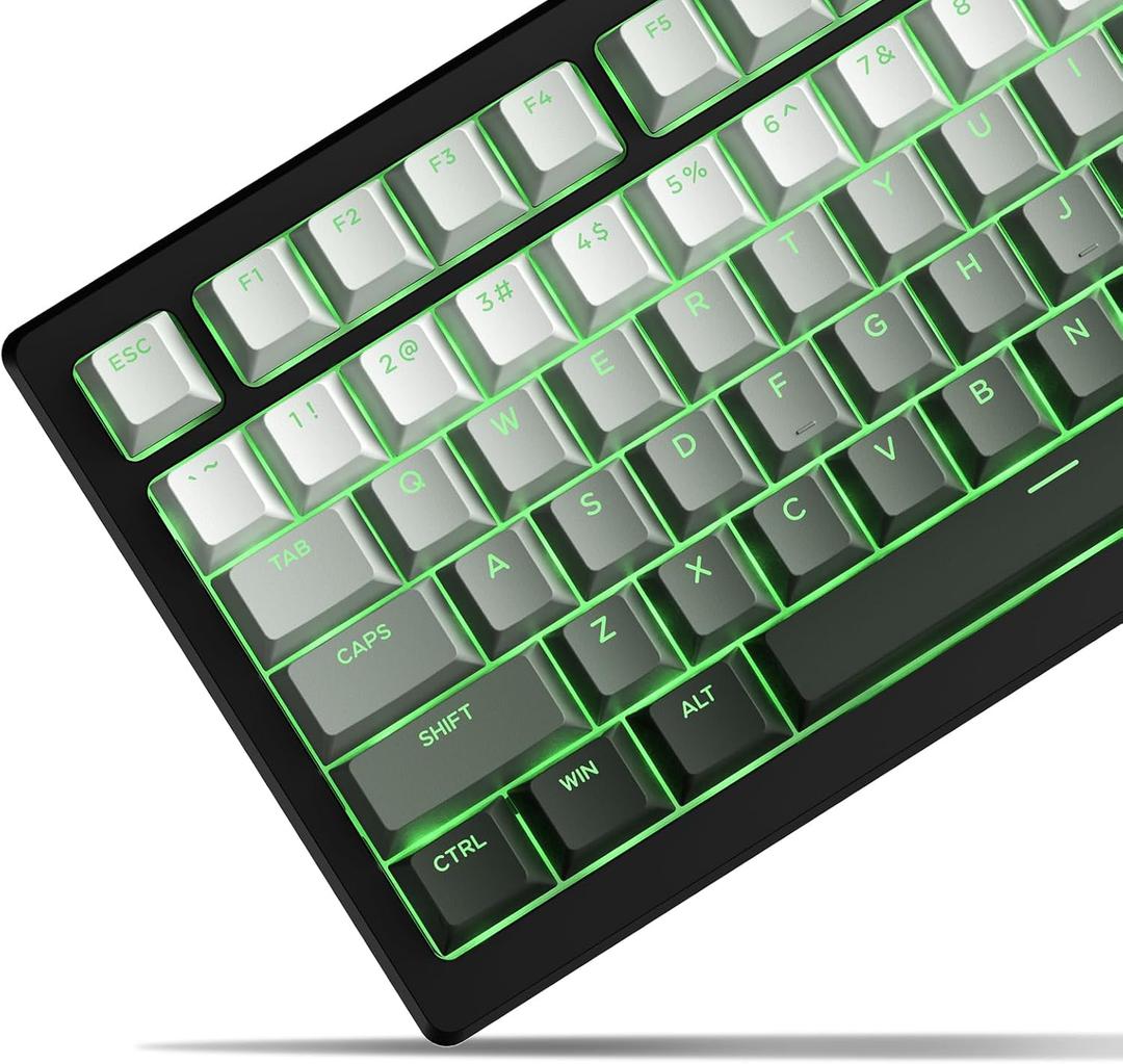 x XVX Shine Through PBT Keycaps, Custom Keycaps 60 75 100 Percent OEM Profile, Doubleshot Key caps Set for 61/64/68/84/87/100/104/108 Gaming Mechanical Keyboard, Gradient Green