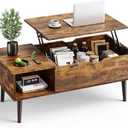 OLIXIS Wooden Coffee Table, Lift Top Coffee Table with Large Hidden Compartment and Ample Storage Shelf, Lift Tabletop Dining Table for Living Room, Home Small Space, Rustic