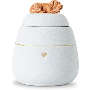 Dog Shaped White Pet Urn for Dogs Ceramic Dog Urns for Ashes Box Cute Decorative Ashes Container for Dogs