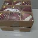 2 x 3.15inch Burgundy Velvet Christmas Ornaments Balls Flocked Christmas Tree Glittering Plastic Balls Xmas Hanging Ornaments 9 Pcs-Red