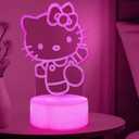 Pink Kawaii Kitty 3D Night Light with Corded Control- Dreamy Girls Room Decor, Perfect Birthday/ Christmas Gift for Kids, Unique Holiday Present