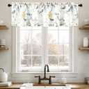 Leeva Farmhouse Curtain Valances for Living Room, Grey Bird Curtains for Kitchen, Rod Pocket Window Valances for Bedroom, 60 x 14 Inch