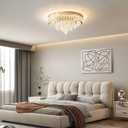 Modern LED Ceiling Crystal Chandelier: 20" Gold Dimmable 3CCT with Remote