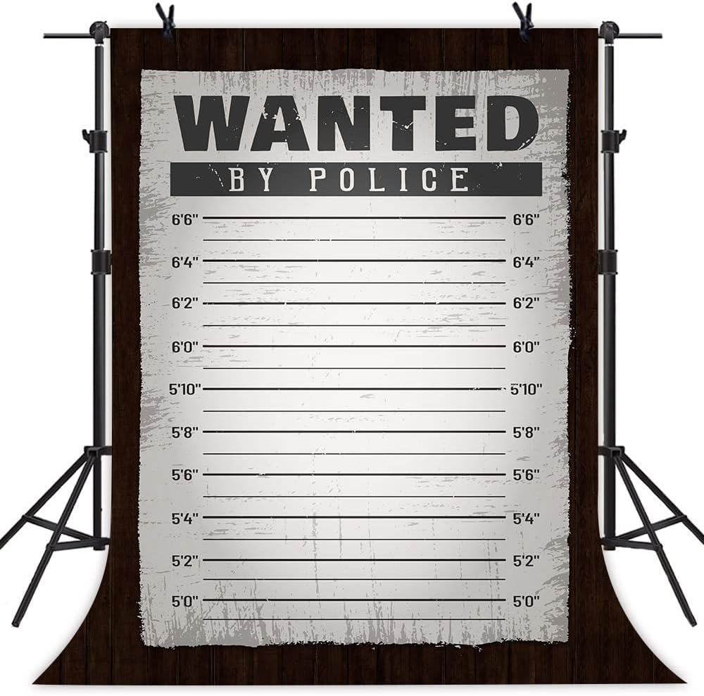 Wanted by Police Backdrop Mugshot Height Chart Poster Background Western Cowboy 5x7ft Birthday Wedding Bachelorette Party Decoration Photo Booth Studio Props Cake Table Banner BJLSME343 (Vinyl)