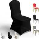 100 PCS Banquet Chair Covers for Wedding Universal Polyester Spandex Chair Cover Stretch Slipcovers for Party Dining Flat-Front Chair (Black)