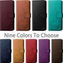 DuckSky for iPhone 13 Pro 6.1" Genuine Leather Wallet caseRFID Blocking4 Credit Card HolderReal Leather Flip Folio Book Protective Cover Women Men for Apple 13Pro Phone case Red