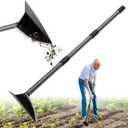 Garden Hoe, Heavy Duty Trenching Hoes with 60 Inch Long Handle, Sharp Edge Triangle Weeding Hoe Garden Tools for Weeds Removal,Cultivating,Digging,Loosen Soil, Trenching, Landscaping Manual Weeder