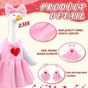 Valentine's Day Goose Outfit with Balloon for 23" Porch Goose Holiday Pink Red Heart Cloths Costume Valentines Party Outdoor Garden Patio Yard Lawn Art Decoration