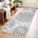 HEBE Hallway Runner Rug 2'x6' Washable Vintage Distressed Area Rugs Non Slip Laundry Rug Runner Boho Floor Carpet Runners for Hallways Entryway Laundry Room Kitchen Bathroom (Grey)