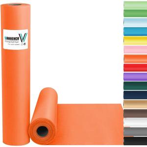 Vanhench Orange Wrapping Paper Roll 17.5"963" (80/1/4FT), Orange Kraft Paper RollSolid Color Art Kraft Craft Paper Roll for Gift Wrapping, Birthday, Bouquet Flower Poster Bulletin Board Paper