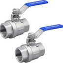 1 Inch Ball Valve, Premium Heavy Duty 304 Stainless Steel Full Port Forged NPT 1" Ball Valve for Water Oil and Gas with Long Handle Shut Off Switch, 1000 WOG (2 pieces, FNPT to FNPT)