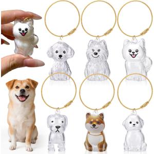 2 x 6PCS Dog Keychain for Pet Lovers - Dog Hair Keychain & Hair Keepsake - Portable Fur Keepsake Cute Keychains for Backpacks, Heartfelt Memorial Gifts for Loss of Dogs
