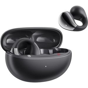 QCY Crossky C30 Open Ear Headphones Wireless Bluetooth, Clip-On Earbuds with 4 ENC Noise Cancelling Mic, Stable Fit, Dual Connection, EQ Customized, Sports Earphones for Workout/Running (Black)