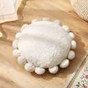 STRWARD Boho Decorative Throw Pillows Round Floor Cushion with Poms,Cute Floor Seating Plush Pillow for Kids Reading Nook,Home Decor for Chair Sofa Bed Put in Living Room Indoor Outdoor