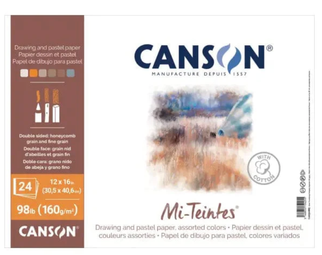 Canson - Mi-Teintes - Pastel Paper Pad - Assorted Colours - 12x16"