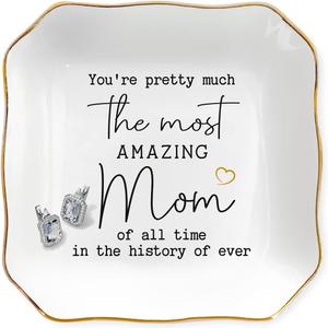 3 x Jewelry Tray Birthday Gifts for Mom, Funny Valentines Day Gifts for Mom, Ceramic Ring Dish Mom Gifts, Mini Mothers Day Gifts, Christmas Gift For Mom