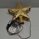 PliMook Christmas Tree Topper Lighted with 6 Patterns Projector, Christmas Tree Star Topper Built-in 3D Glitter LED Rotating Lights, Gold Tree Topper Christmas Decoration for Xmas Party Holiday