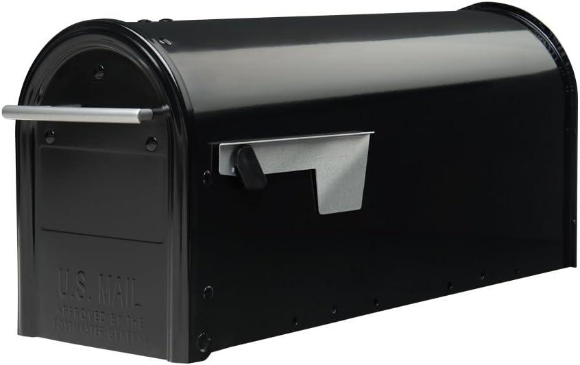 Architectural Mailboxes Franklin Post Mount Mailbox, Black with Silver Accents, FM110BEC