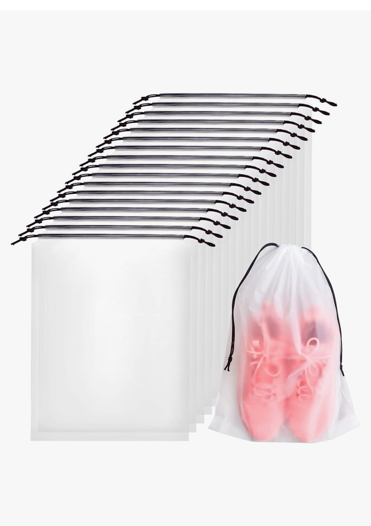 50 Pcs Translucent Travel Shoe Bags,Large Clear Shoe Bags for Storage,Protable Shoes Pouch Storage Organizers with Rope,Clear Drawstring Dust Bags for Packing,Men and Women