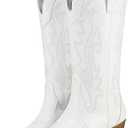 HISEA Rollda Cowboy Boots for Women Cowgirl Boots Ladies Western Embroidery Pointy Toe Size 8.5