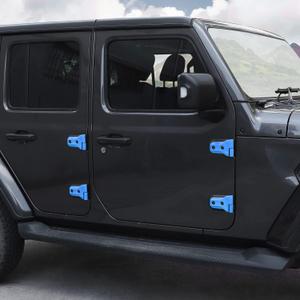 8PCS Light Blue Door Hinge Cover Trim Accessories for 2018-2024 2025+ Jeep Wrangler JL JLU for 2020-2024 2025+ Jeep Gladiator JT