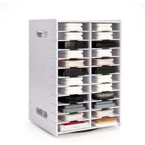 SANFURNEY 48 Slots Ink Pad Spinning Holder Stamp Pad Storage Rack Craft Supply Organizer