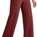 G4Free EverGoing Wide Leg Ankle Pants for Women 7/8 Length Yoga Dress Pants High Waist Stretch with Pockets Casual Work (Large, Wine)