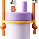 CHAKO LAB Kids Water Bottle with Carrying Rope and Straps | Vacuum Insulated Stainless Steel 16oz for School and Trvels | Two Travel Carrying Options | Taro purple