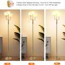 Fiqevs Dimmable Flower Floor Lamp for Living Room, Vintage Floor Lamp with 3 LED Bulbs, Mid Century Gold Standing Lamp with Floral Shade, Floral Tall Lamp for Bedroom Office - Antique Brass