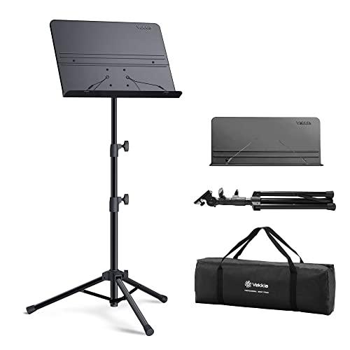 Vekkia Professional Portable Sheet Music Stand - Folding Adjustable Holder, Sturdy for Instrumental Performance, Band & Travel