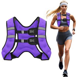 Poudee Weighted Vest, 8lb Weight Vest for Men Women, Body Weight Vests Adjustable with Reflective Stripe for Strength Training, Running, Workout, Jogging, Walking