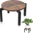 Vigordream Plant Stand Indoor, Heavy Duty Sturdy Metal Plant Holder, Wooden plant Stool, Single Plant Pot Stand Low Short Planter Stand (Medium, Dark Brown)