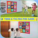 Soccer Tic Tac Toe Game - Toy Gift for Boys Girls Age 3-8, Football Bean Bag Toss Game Set for Kids Toddlers, Indoor Outdoor Backyard Party Game with Velcro Balls and Target Goal Mat (59 X 59 in)