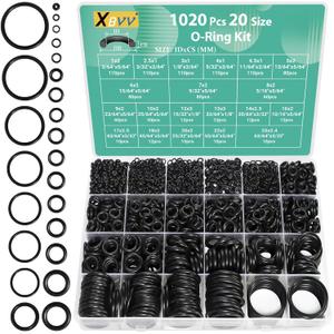 1020 Pcs O Ring Kit 20 Size Nitrile Rubber O Ring Assortment Set for Car Auto Vehicle Repair Faucet Plumbing Air or Gas Sealing Connections Resist Oil and Heat