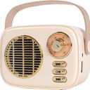 Retro Bluetooth Speaker,Vintage Decor,Mini Wireless Bluetooth Speaker,Gifts for Women Men Teenage Girls,Cute Portable Old Fashion Style for Kitchen Desk Bedroom Office Party (Beige)