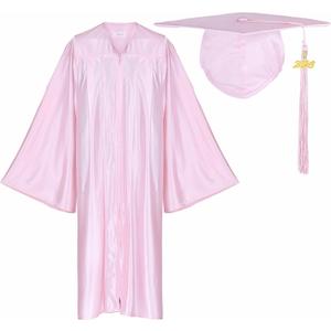 Newrara Adult Shiny Graduation Cap and Gown Tassel Set for High School & Bachelor (48, Pink)