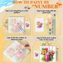 Nezyo 12 Sets Paint by Numbers Kit with Frame for Adult Beginners, Paint by Number DIY Acrylic Painting Canvas for Painting Party, Classroom Activity Birthday Gift, 8 x 8 Inch