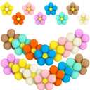 32 Pcs Summer Ornaments for Tree Felt Daisy Flower Hanging Ornament Summer Spring Hanging Decoration Wool Floral Garland for Home Party Supplies(16 Pcs,Fluffy)